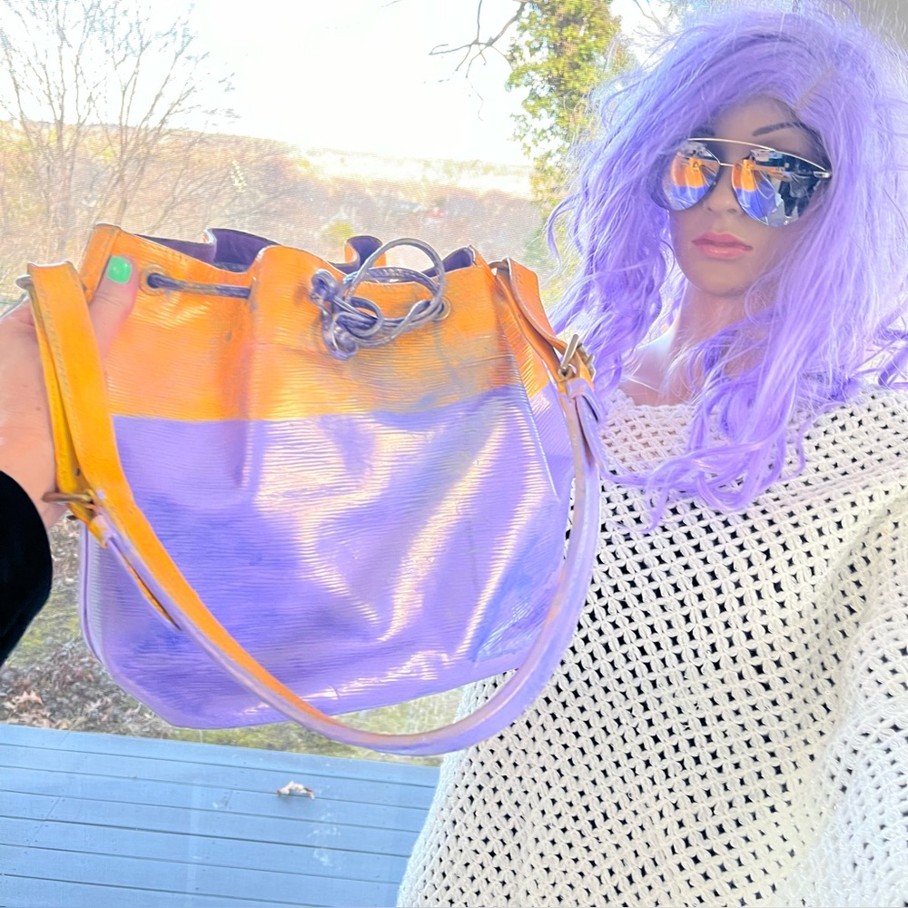 Louis Vuitton Vibrant Purple and Orange Shoulder Bag Custom Painted💜🧡